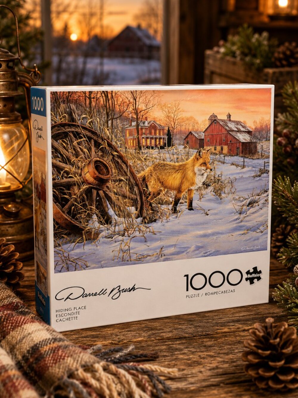 Buffalo Darrell Bush Hiding Place 1000 Piece Puzzle New Sealed Winter Fox